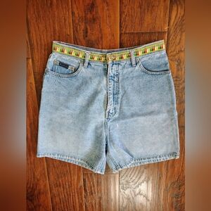 Light Blue Denim Skirt with Colorful Trim